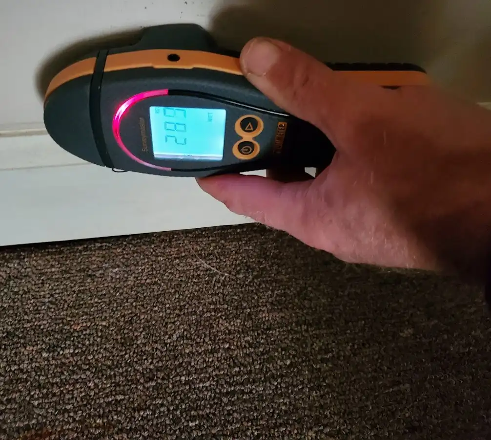 Moisture detection at baseboard during Mold Inspection & Testing in Columbiana